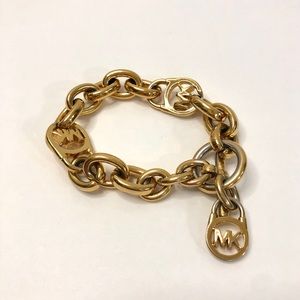 Michael Kors . Gold Chain Link 'MK' Lock Bracelet